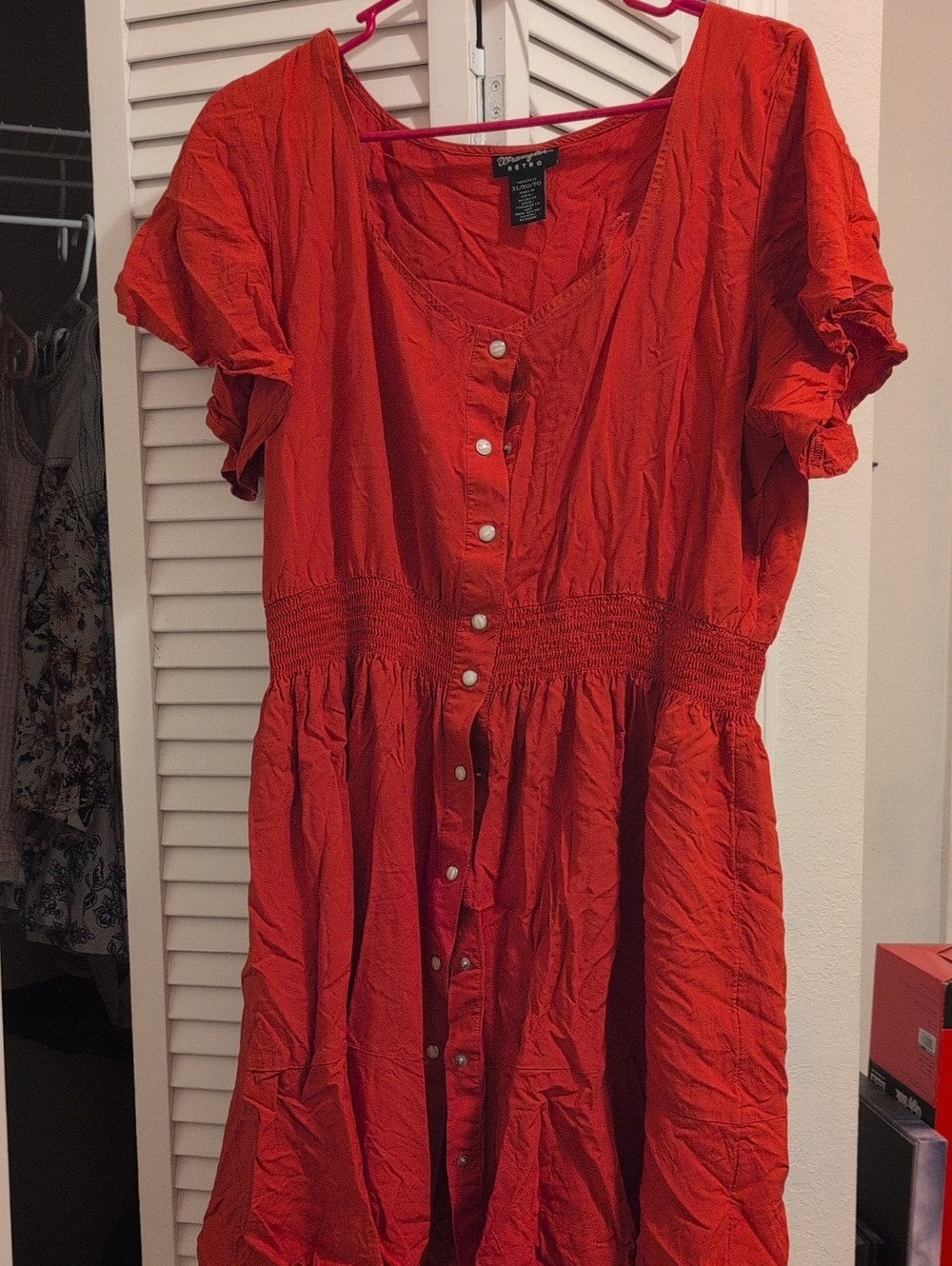 Women’s Button-Front Midi Dress in Red